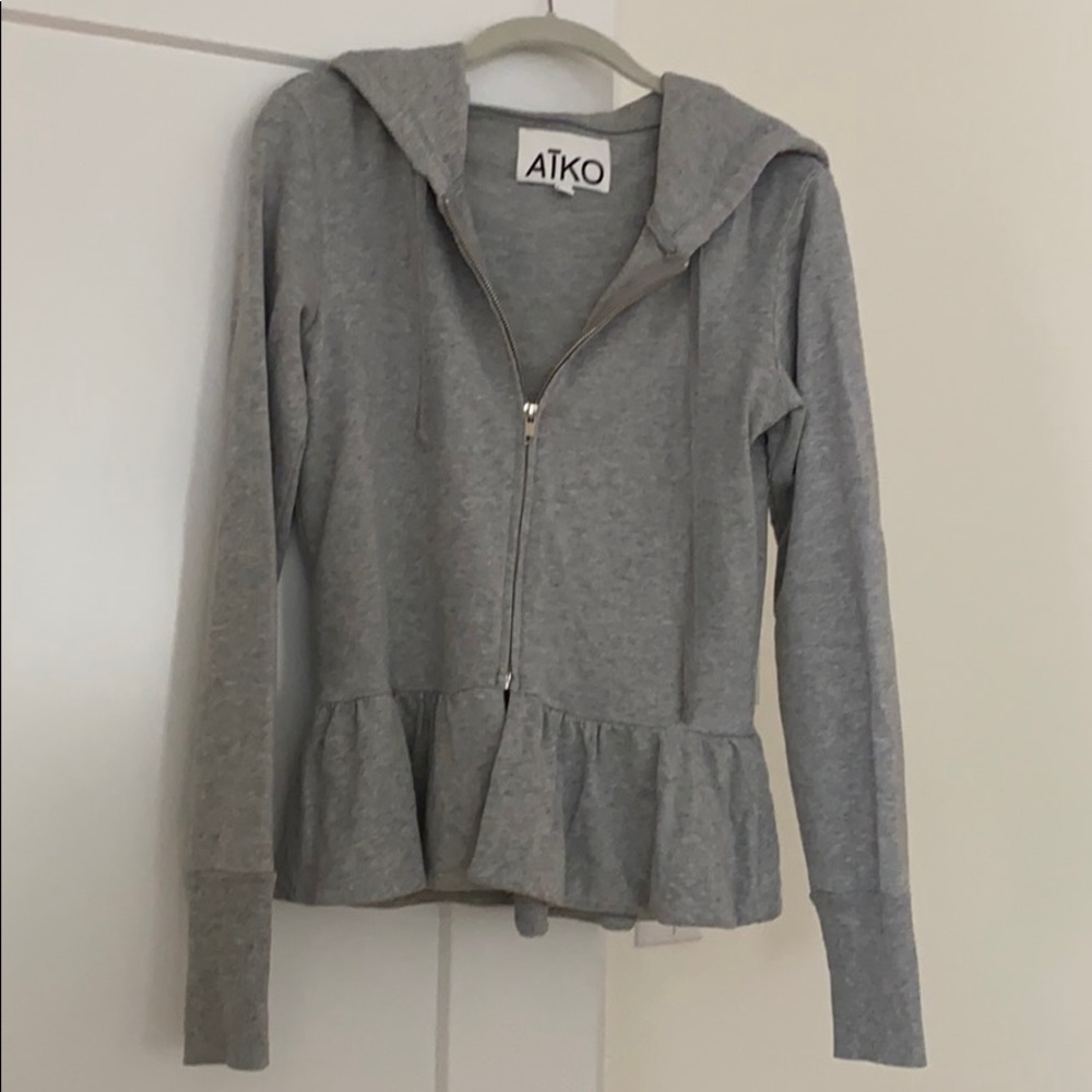 Aiko grey hooded zip up sweatshirt